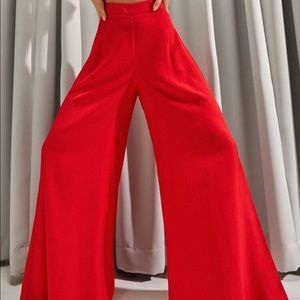 Red wide leg pants